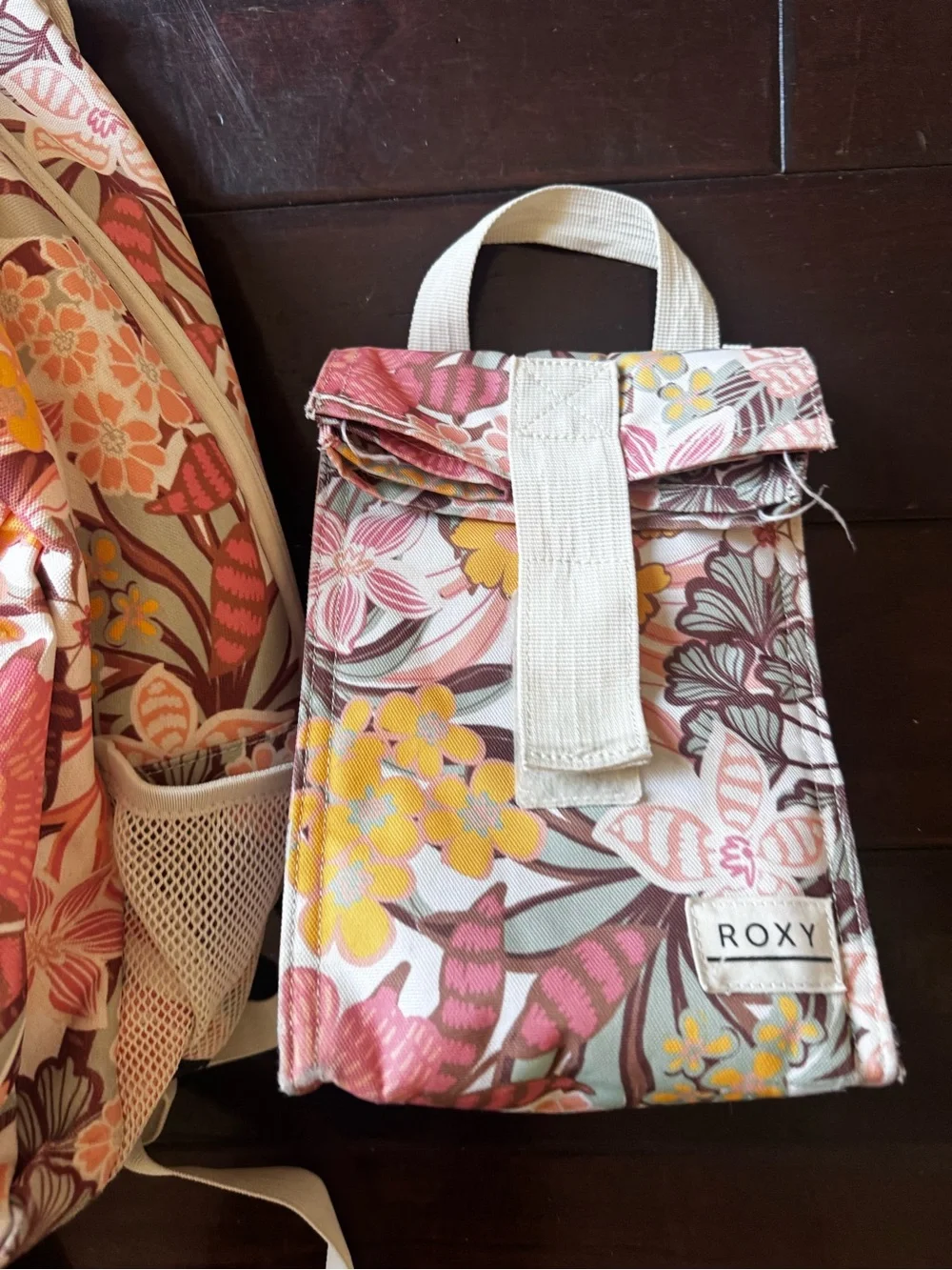 Roxy Pink, Yellow & Cream Floral Backpack and Lunch Bag